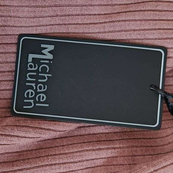 Michael Lauren Mauve Ribbed Knit One Shoulder Top Ruffle Accent NWT Size Large - Picture 8 of 11